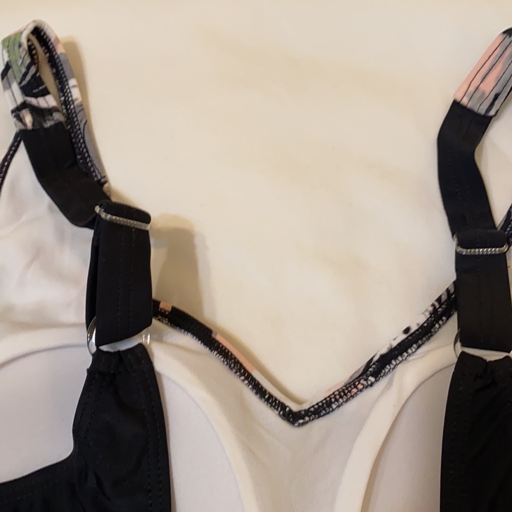 Bawdy Pink & Black Tropical One Piece Swimsuit, 1X - Picture 3 of 5